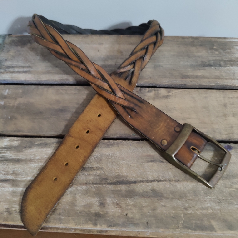 Authentic 70s braid rockstar grunge cowboy big buckle belt